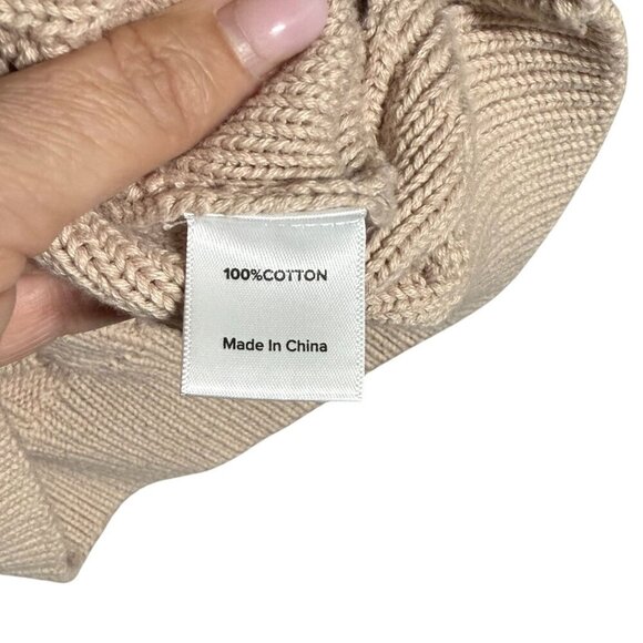 Evereve Cable Knit Beige Sleeveless Sweater Tank Top Women M 100% Cotton - Picture 6 of 6